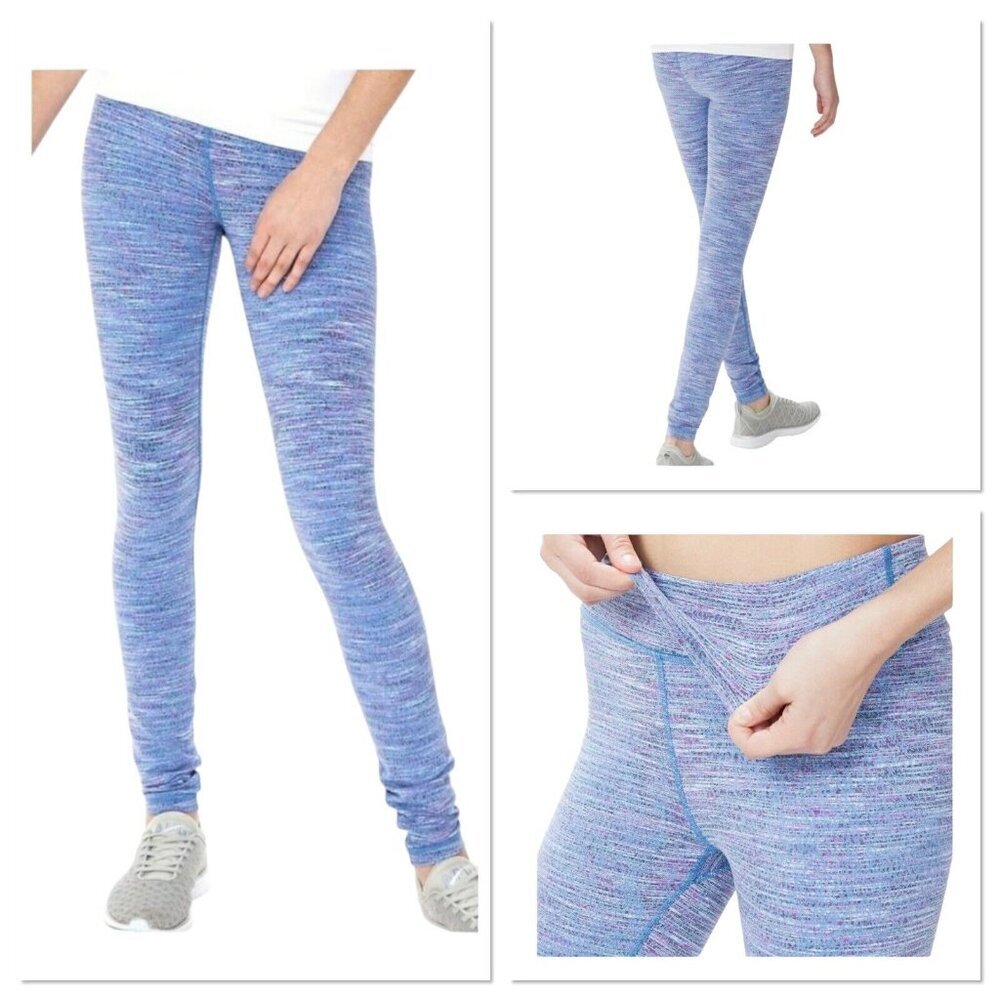Ivivva Rhythmic Tight Leggings Yoga Pants Girls 14 Blue Space Dye Stretch EUC